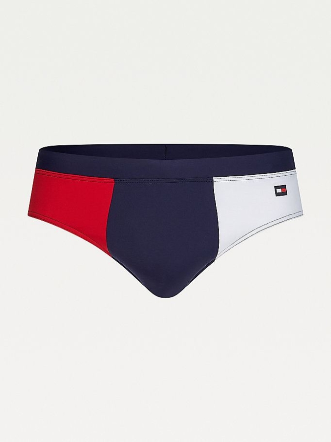 Tommy Hilfiger Colour-Blocked Swim Briefs Bademode Herren Dunkelblau | AT483ZNFC