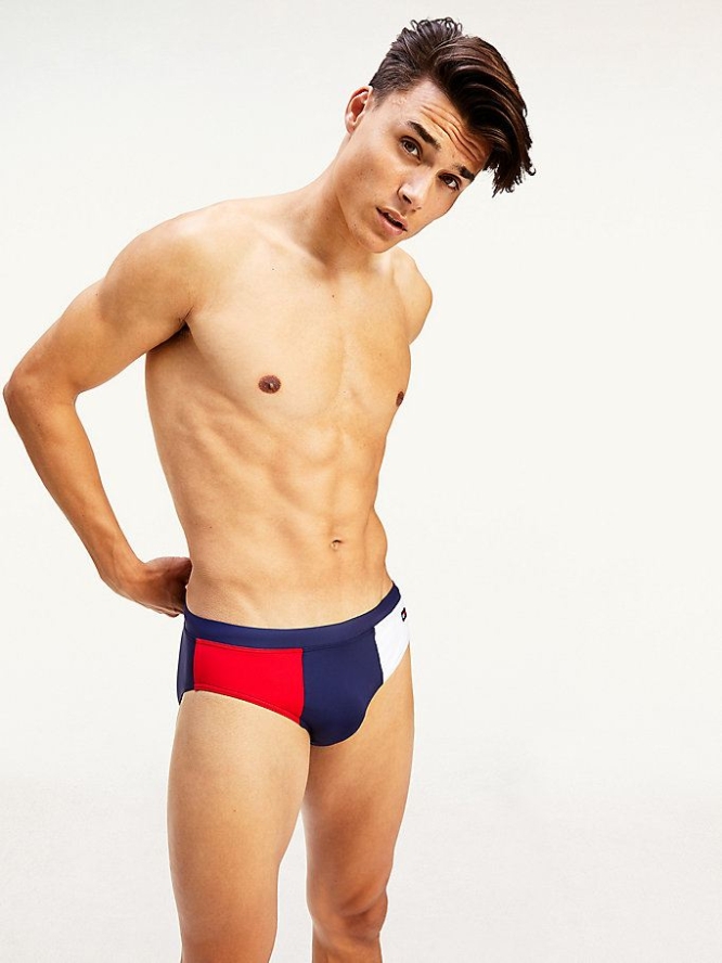 Tommy Hilfiger Colour-Blocked Swim Briefs Bademode Herren Dunkelblau | AT483ZNFC