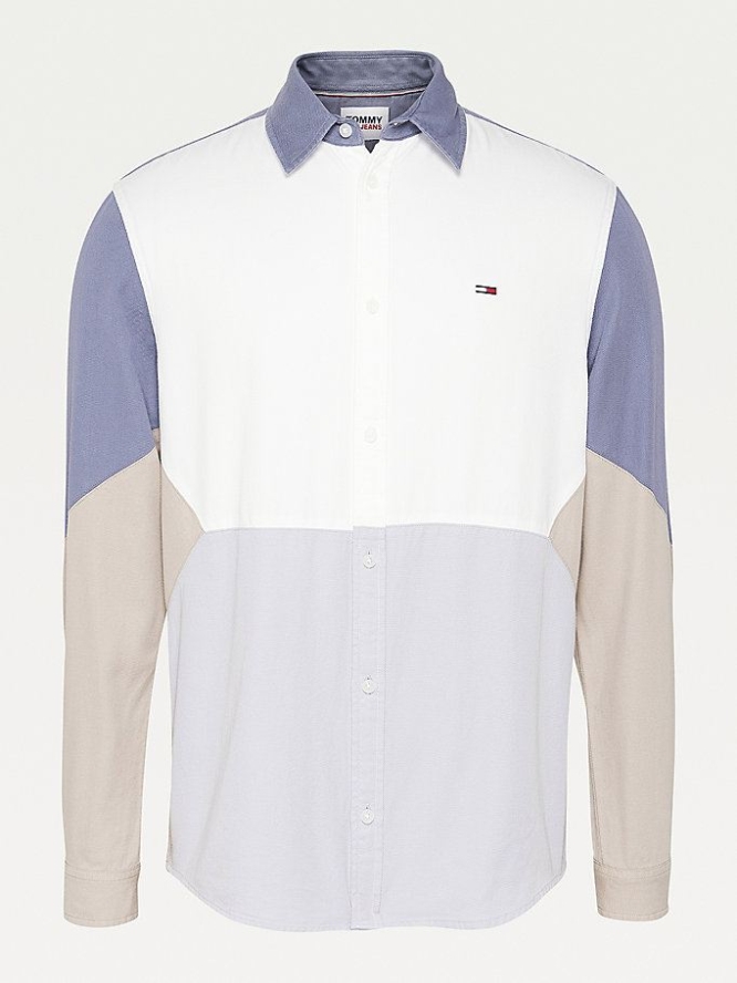 Tommy Hilfiger Colour-Blocked Woven Hemd Herren Weiß Mehrfarbig | AT781EFSY