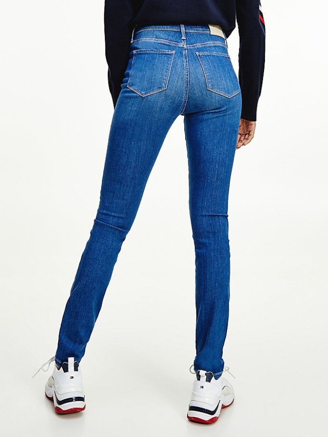 Tommy Hilfiger Como Mid Rise Schlank TH Soft Jeans Damen Blau | AT273HTNQ