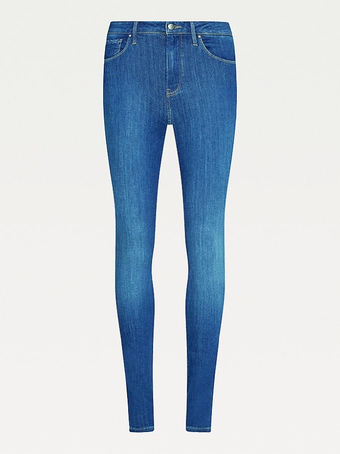 Tommy Hilfiger Como Mid Rise Schlank TH Soft Jeans Damen Blau | AT273HTNQ