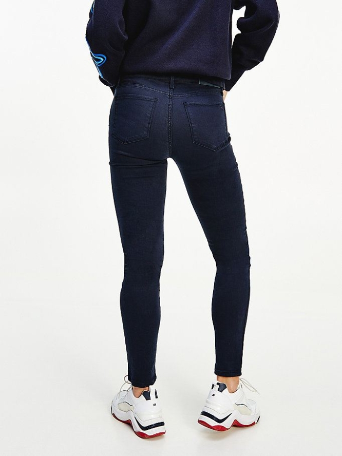 Tommy Hilfiger Como Mid Rise Schlank TH Flex Jeans Damen Dunkelblau | AT687QZSB