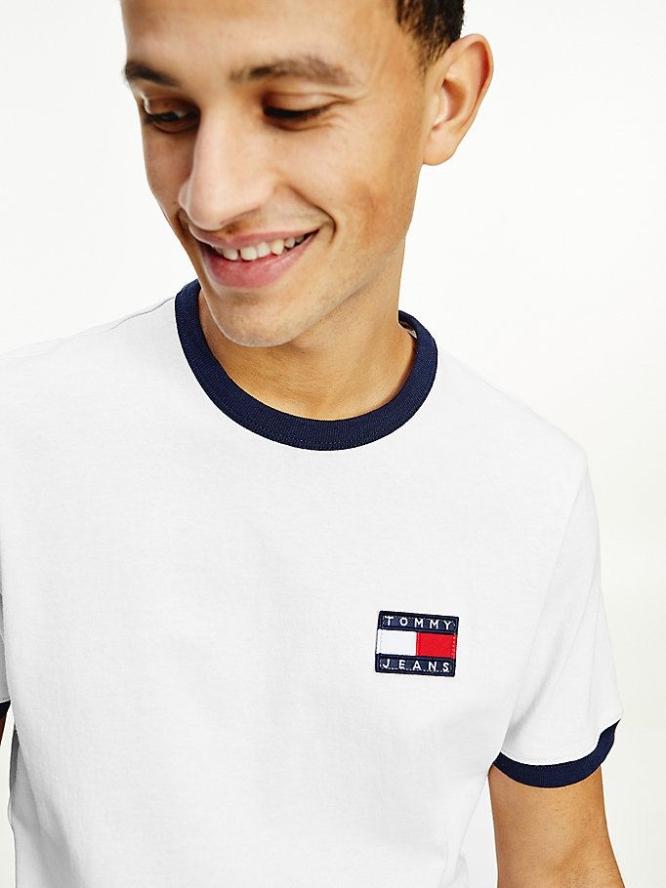 Tommy Hilfiger Contrast Badge T-shirts Herren Weiß Hellnavy | AT209PUBG