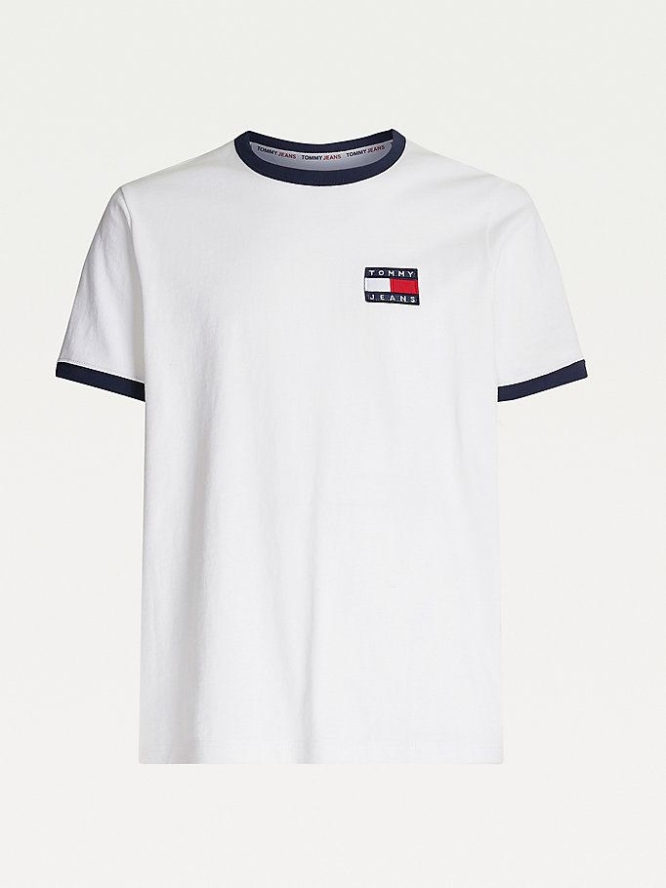 Tommy Hilfiger Contrast Badge T-shirts Herren Weiß Hellnavy | AT209PUBG