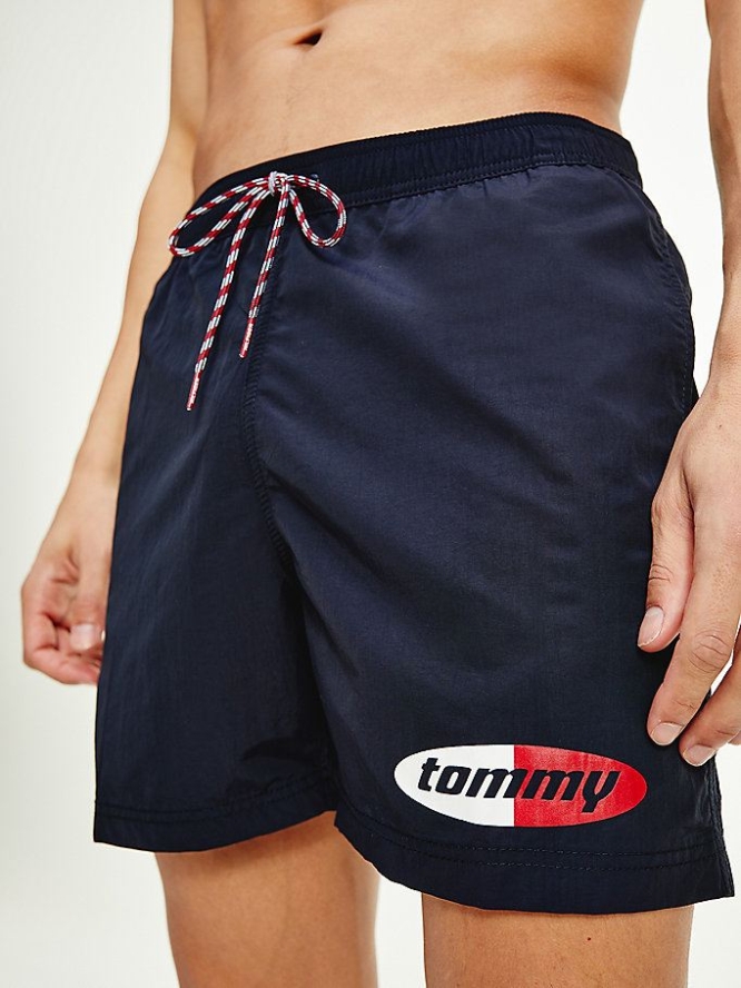 Tommy Hilfiger Contrast Drawstring Mid Length Slim Fit Swim Bademode Herren Dunkelblau | AT479MKTF