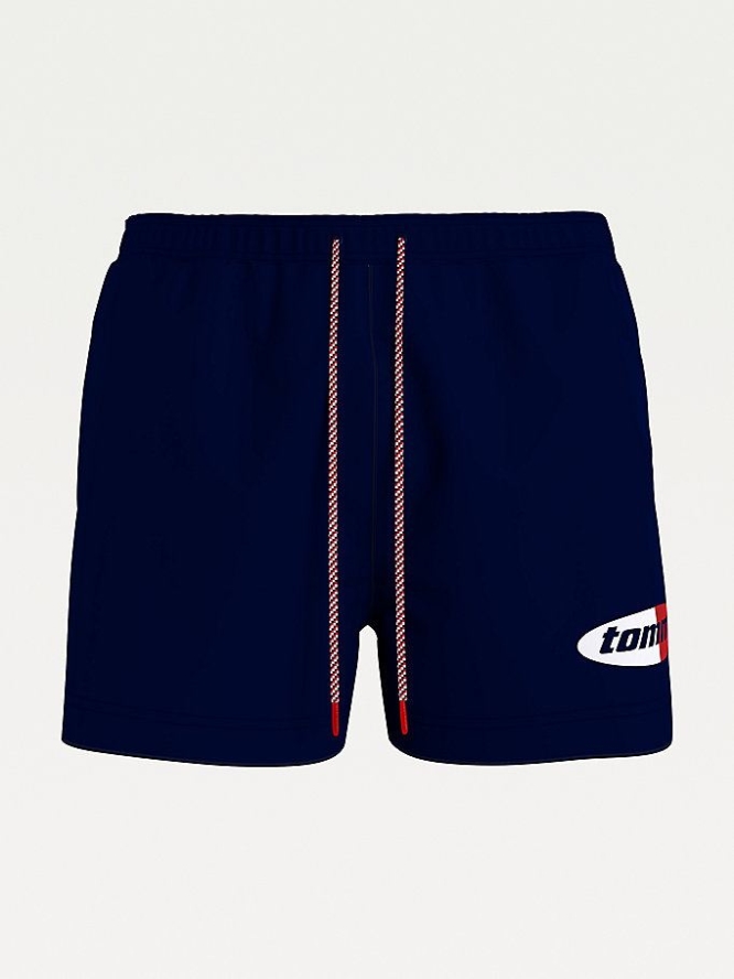 Tommy Hilfiger Contrast Drawstring Mid Length Slim Fit Swim Bademode Herren Dunkelblau | AT479MKTF