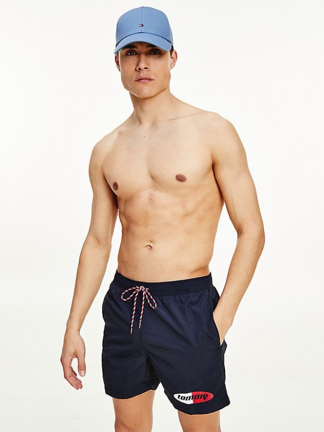 Tommy Hilfiger Contrast Drawstring Mid Length Slim Fit Swim Bademode Herren Dunkelblau | AT479MKTF