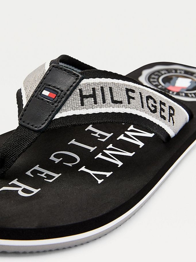 Tommy Hilfiger Contrast Logo Flip Flops Herren Schwarz | AT421SBVH