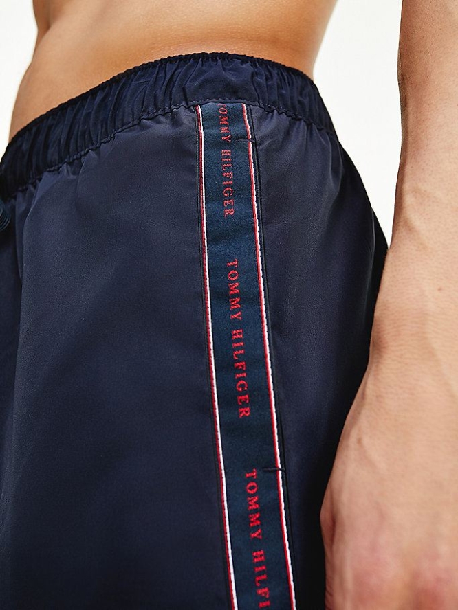 Tommy Hilfiger Contrast Stripe Mid Length Swim Bademode Herren Dunkelblau | AT725UXZR