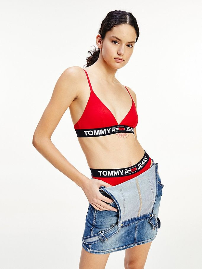 Tommy Hilfiger Contrast Waistband Logo Tanga Unterwäsche Damen Rot | AT731DLRH