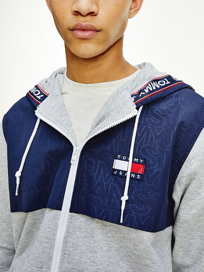 Tommy Hilfiger Contrast Zip-Thru Hoodie Herren Hellgrau Hellnavy | AT183PKDF