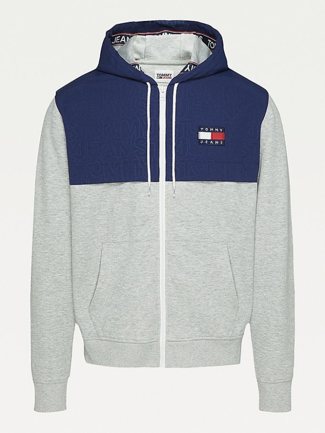 Tommy Hilfiger Contrast Zip-Thru Hoodie Herren Hellgrau Hellnavy | AT183PKDF