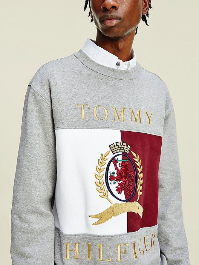 Tommy Hilfiger Crest Crew Neck Sweatshirts Herren Grau | AT016IFVW