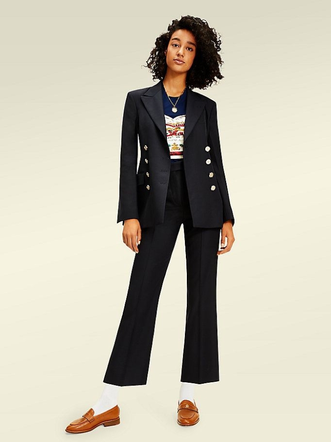 Tommy Hilfiger Crest Tailored Double-Breasted Blazer Damen Navy | AT657KPMB