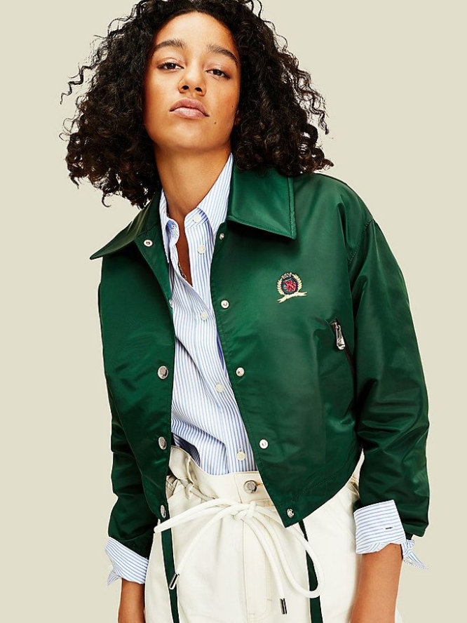 Tommy Hilfiger Cropped Coach Jacke Damen Türkis | AT352STVC