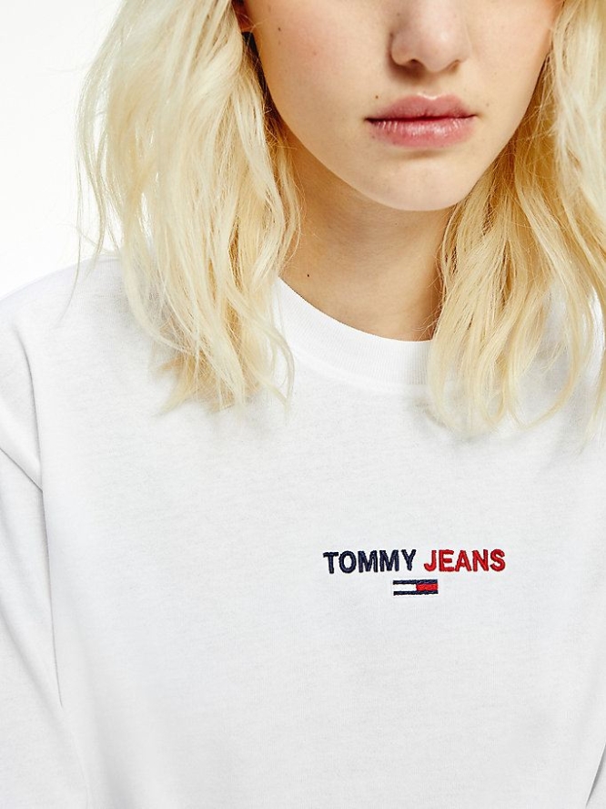 Tommy Hilfiger Cropped Long Sleeve T-shirts Damen Weiß | AT301VRWH