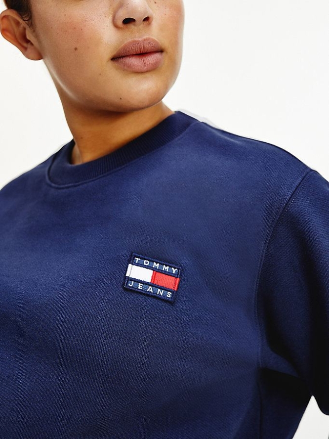 Tommy Hilfiger Curve Badge Cropped Organic Baumwoll Sweatshirts Damen Hellnavy | AT692BXJK