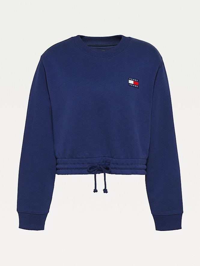 Tommy Hilfiger Curve Badge Cropped Organic Baumwoll Sweatshirts Damen Hellnavy | AT692BXJK