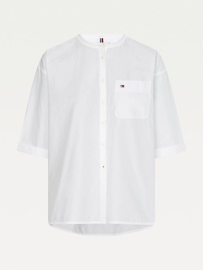 Tommy Hilfiger Curve Baumwoll Poplin Relaxed Hemd Damen Weiß | AT542LNZT