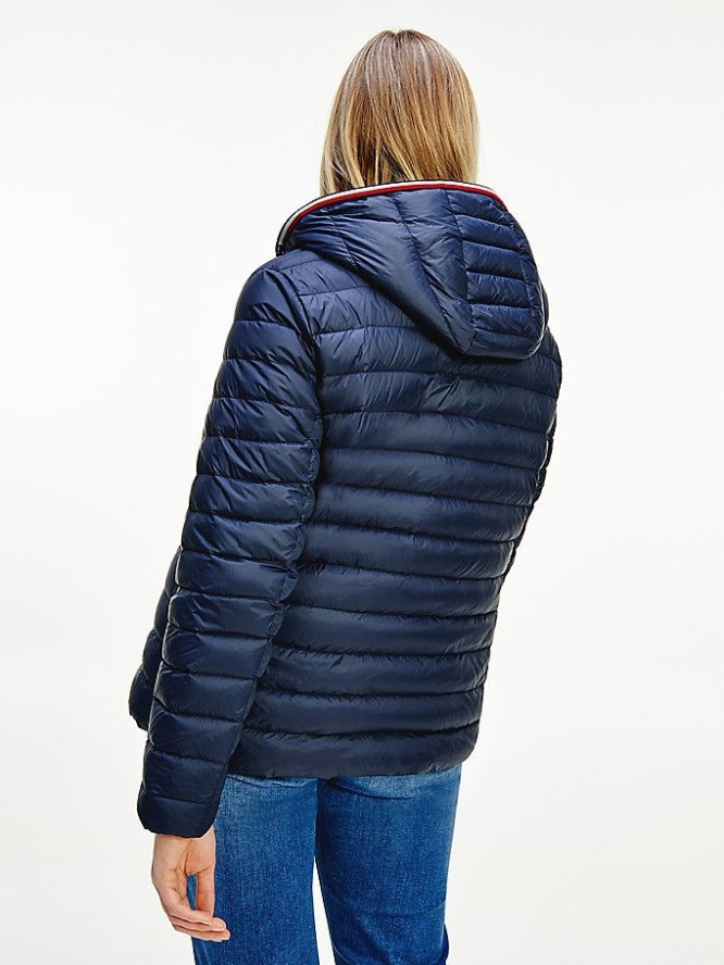 Tommy Hilfiger Curve Essential Down-Filled Gesteppt Mit Kapuze Jacke Damen Dunkelblau | AT294FNVQ