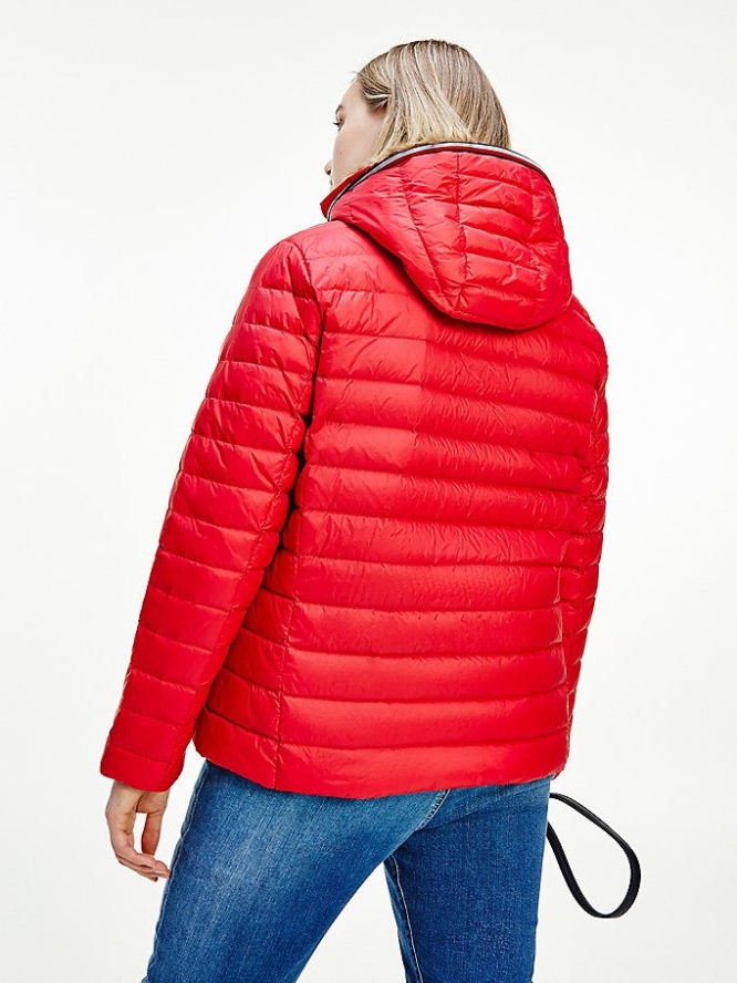 Tommy Hilfiger Curve Essential Down-Filled Gesteppt Mit Kapuze Jacke Damen Rot | AT516MOHA