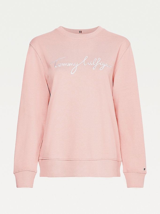 Tommy Hilfiger Curve Graphic Crew Neck Sweatshirts Damen Rosa | AT176DUTY