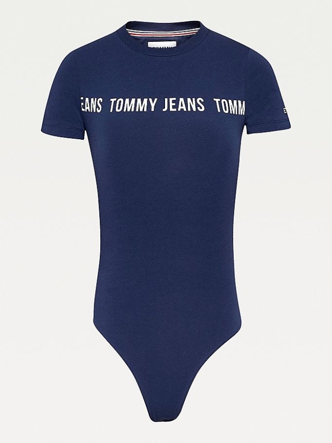 Tommy Hilfiger Curve Logo Body T-shirts Damen Hellnavy | AT948YUWB