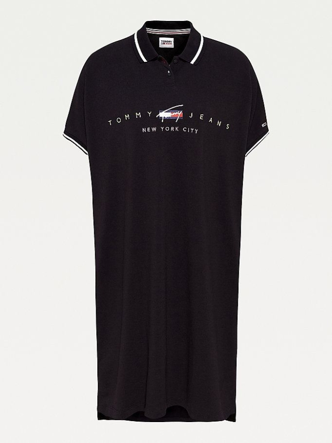 Tommy Hilfiger Curve Modern Logo Kleider Damen Schwarz | AT475MLDH