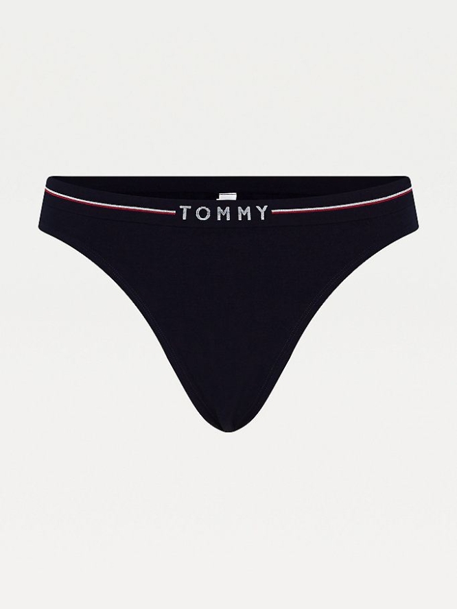 Tommy Hilfiger Curve Seamless Logo Tanga Unterwäsche Damen Dunkelblau | AT328RZWJ