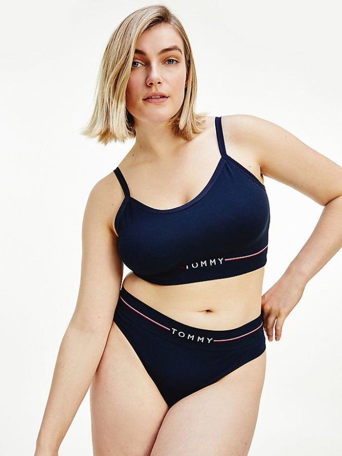 Tommy Hilfiger Curve Seamless Logo Tanga Unterwäsche Damen Dunkelblau | AT328RZWJ