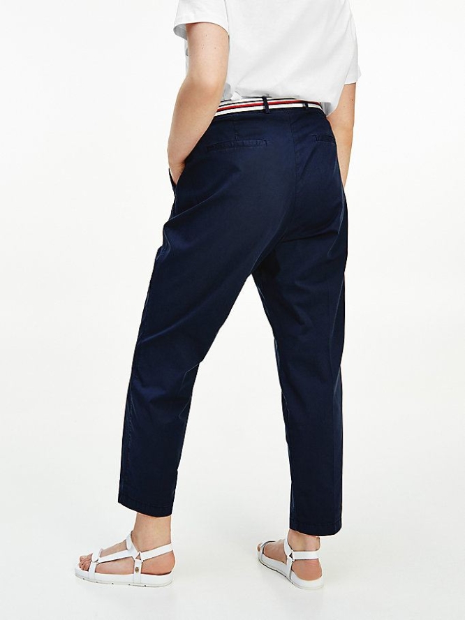 Tommy Hilfiger Curve Slim Fit Chino-hosen Damen Dunkelblau | AT872HLQD