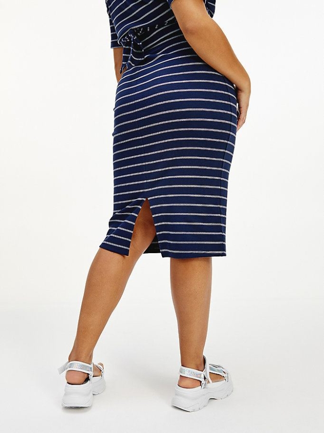 Tommy Hilfiger Curve Stripe Bodycon Midi Röcke Damen Hellnavy Mehrfarbig | AT154YRVX