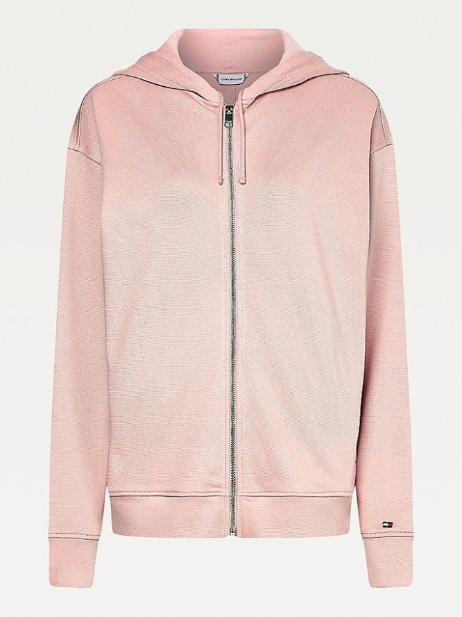 Tommy Hilfiger Curve Zip-Thru Relaxed Fit Hoodie Damen Rosa | AT045FQMO