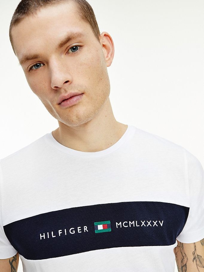 Tommy Hilfiger Cut And Sewn Logo Panel T-shirts Herren Weiß | AT196FKRT