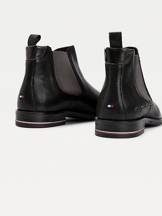 Tommy Hilfiger Debossed Signature Chelsea Stiefel Herren Schwarz | AT075ECKW