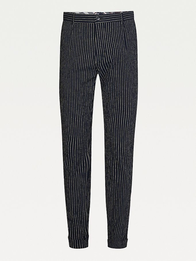 Tommy Hilfiger Denton Gerade Pinstripe Seersucker Hosen Herren Dunkelblau | AT234EWOF