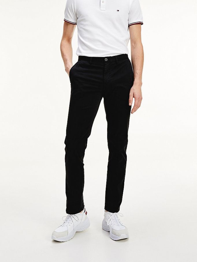 Tommy Hilfiger Denton TH Flex Organic Baumwoll Chino-hosen Herren Schwarz | AT078QLDY