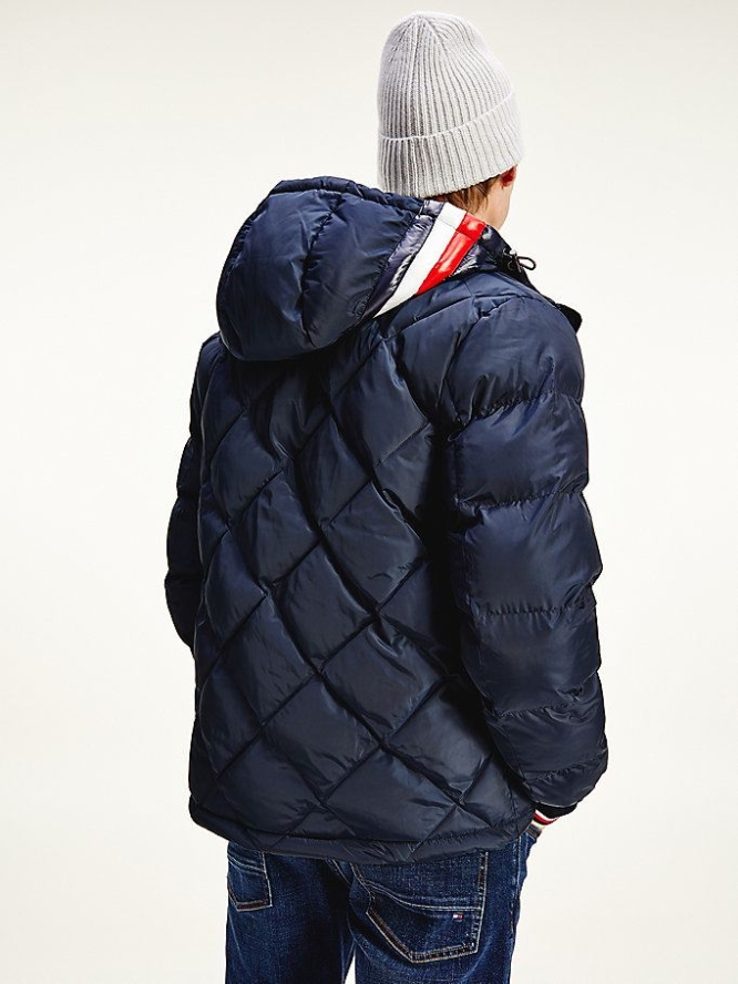 Tommy Hilfiger Diamond Gesteppt Mit Kapuze Jacke Herren Dunkelblau | AT302EKBC