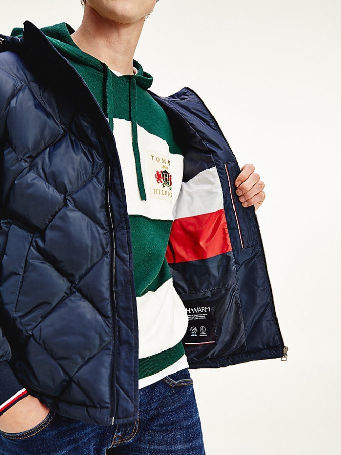 Tommy Hilfiger Diamond Gesteppt Mit Kapuze Jacke Herren Dunkelblau | AT302EKBC