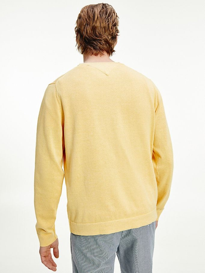 Tommy Hilfiger Double Face Organic Baumwoll Crew Neck Jumper Pullover Herren Gelb | AT780OUTN