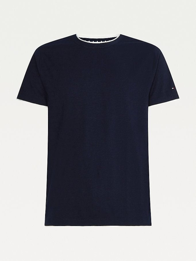 Tommy Hilfiger Elevated Baumwoll Silk T-shirts Herren Dunkelblau | AT623NYKU