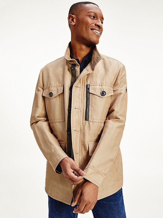 Tommy Hilfiger Elevated Linen Field Jacke Herren Braun | AT879MCNL