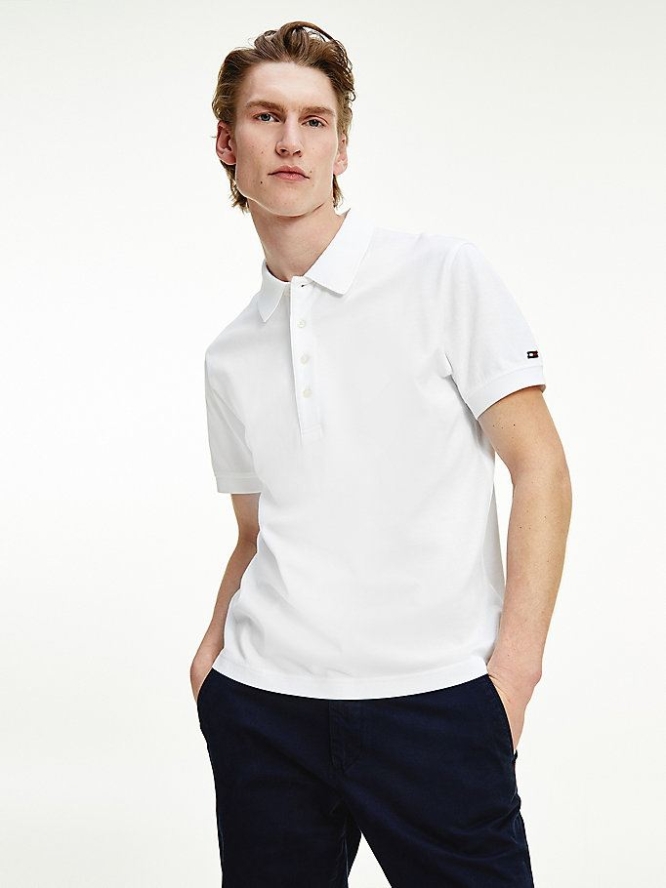 Tommy Hilfiger Elevated Liquid Baumwoll Polo Shirts Herren Weiß | AT807RNJW