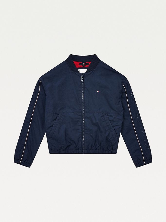 Tommy Hilfiger Essential Baumwoll Bomber Jacke Kinder Hellnavy | AT510VTNE