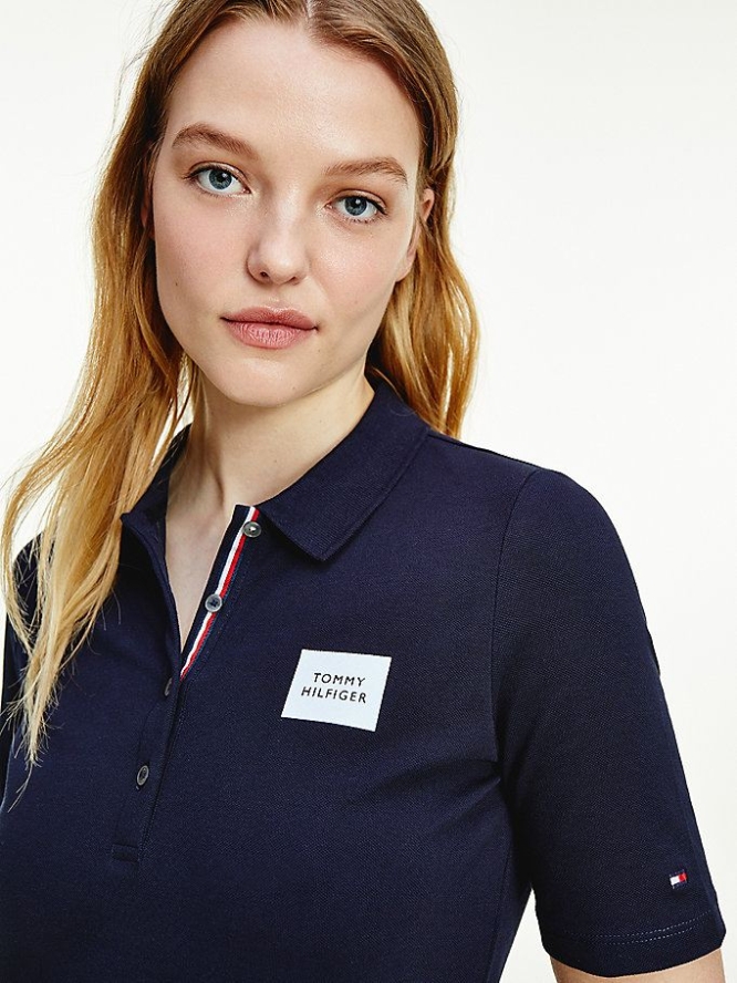 Tommy Hilfiger Essential Box Logo Kleider Damen Dunkelblau | AT287GWMB