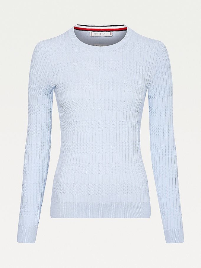 Tommy Hilfiger Essential Cable Knit Jumper Pullover Damen Blau | AT592BNSY