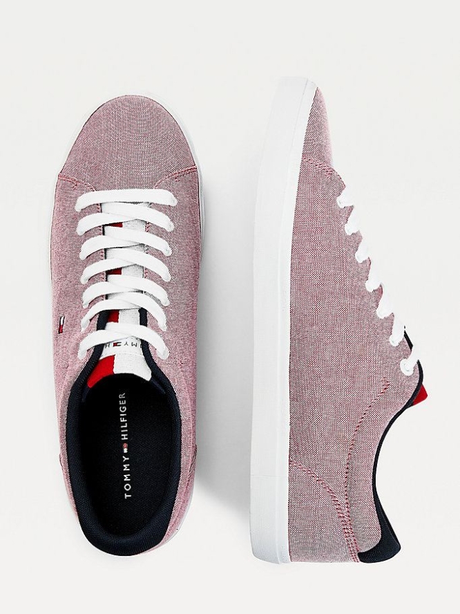 Tommy Hilfiger Essential Chambray Sneakers Herren Rot | AT098IGQT