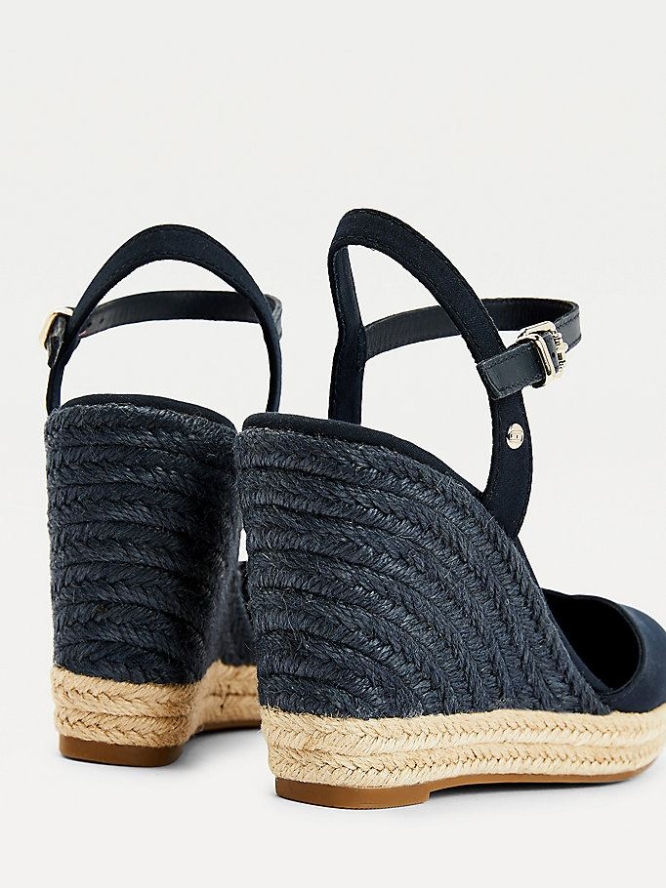 Tommy Hilfiger Essential Closed Kappe Wedge Keilabsatz Sandalen Damen Dunkelblau | AT409PJHI