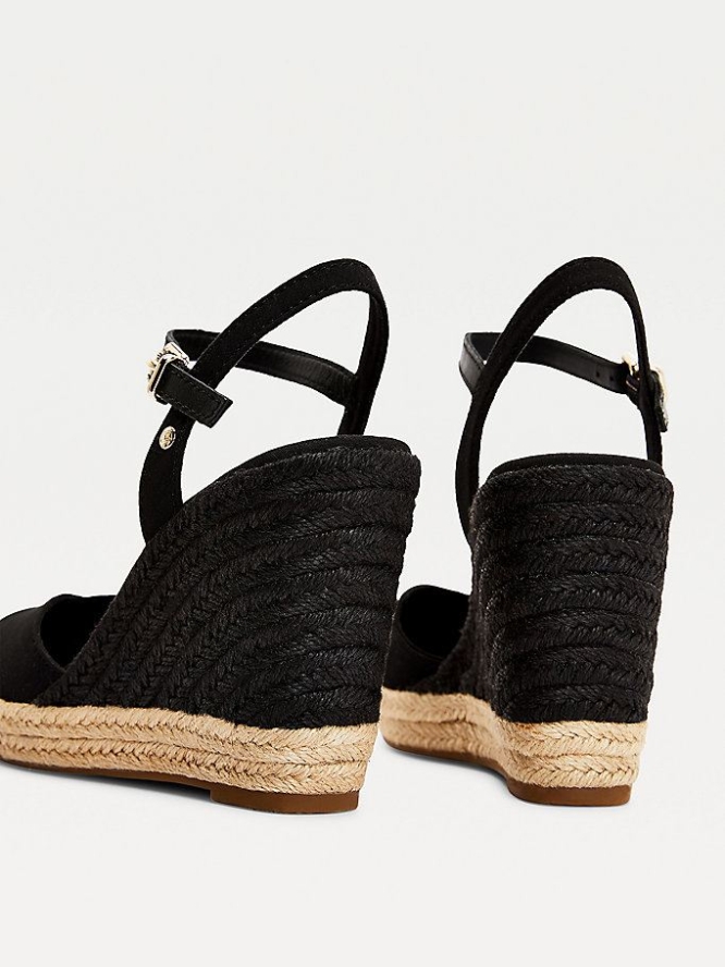 Tommy Hilfiger Essential Closed Kappe Wedge Keilabsatz Sandalen Damen Schwarz | AT538JHVO