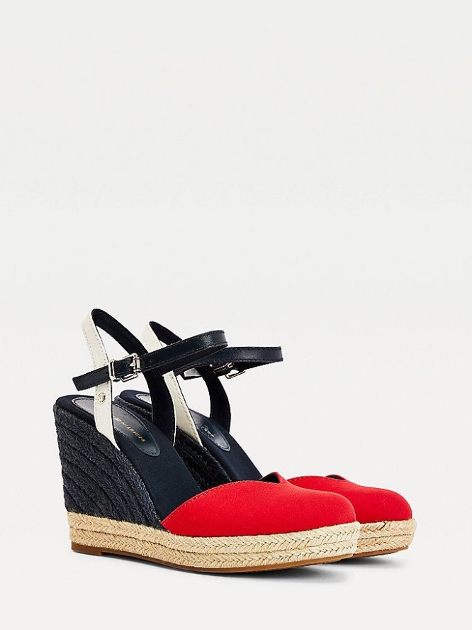 Tommy Hilfiger Essential Closed Kappe Wedge Keilabsatz Sandalen Damen Weiß | AT607TDRB